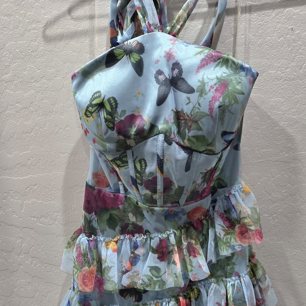 Floral Butterfly Print Dress